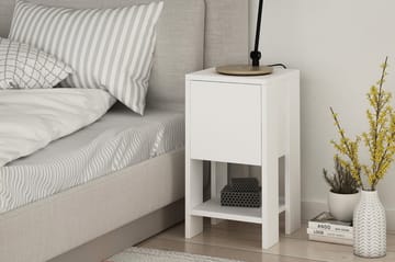 Homitis Nattbord 30 cm med Oppbevaring Hylle + Lucka - Hvit - Møbler - Bord - Avlastningsbord - Sengebord & nattbord