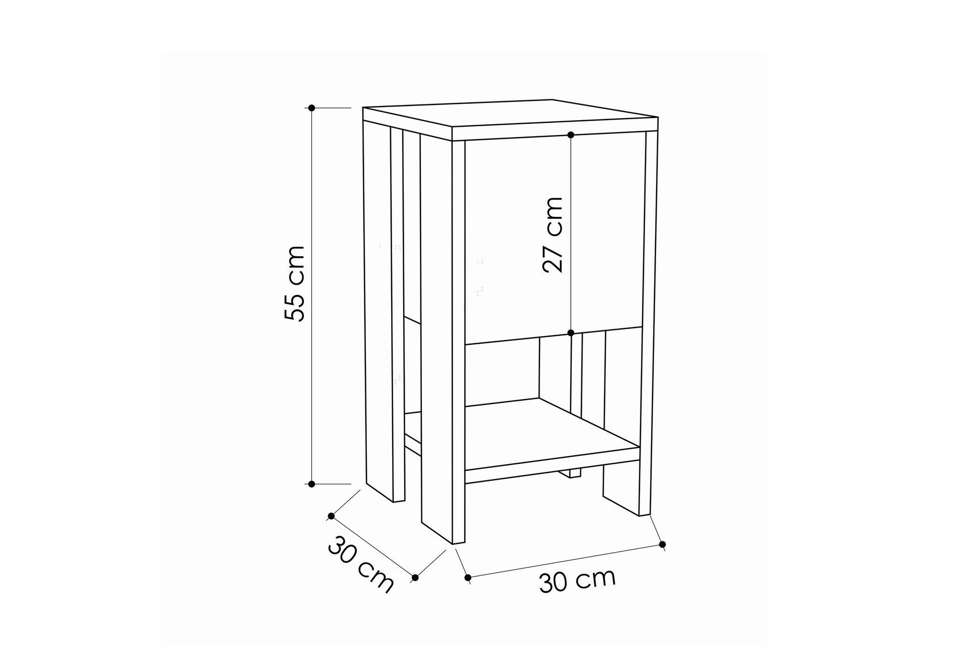 Homitis Nattbord 30 cm med Oppbevaring Hylle + Lucka - Hvit - Møbler - Bord - Avlastningsbord - Sengebord & nattbord