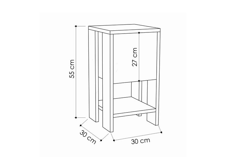 Homitis Nattbord 30 cm med Oppbevaring Hylle + Lucka - Hvit/Tre - Møbler - Bord - Avlastningsbord - Sengebord & nattbord