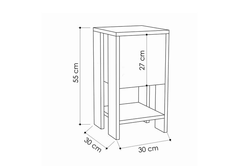 Homitis Nattbord 30 cm med Oppbevaring Hylle + Lucka - Mørkegrå - Møbler - Bord - Avlastningsbord - Sengebord & nattbord