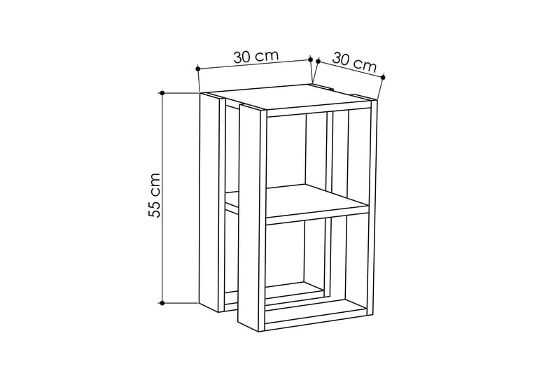 Homitis Nattbord 30 cm med Oppbevaring Hylle - Hvit - Sengebord & nattbord