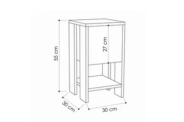 Homitis Nattbord 30 cm med Oppbevaring Hylle + Lucka - Mørkegrå - Møbler - Bord - Avlastningsbord - Sengebord & nattbord