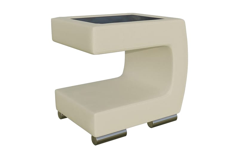 Honstad Nattbord 32 cm Høyre - Kunstlær/Glass/Beige/Svart - Møbler - Bord - Avlastningsbord - Sengebord & nattbord