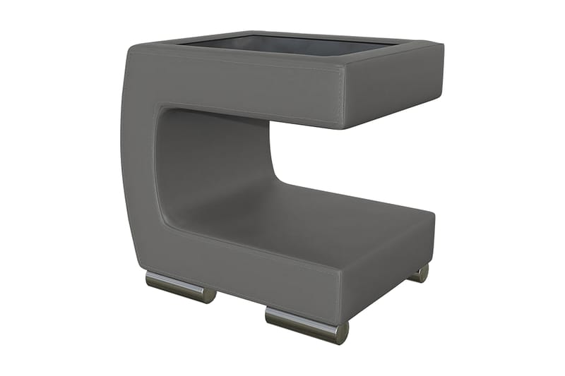 Honstad Nattbord 32 cm Venstre - Kunstlær/Glass/Mørkegrå/Svart - Møbler - Bord - Avlastningsbord - Sengebord & nattbord