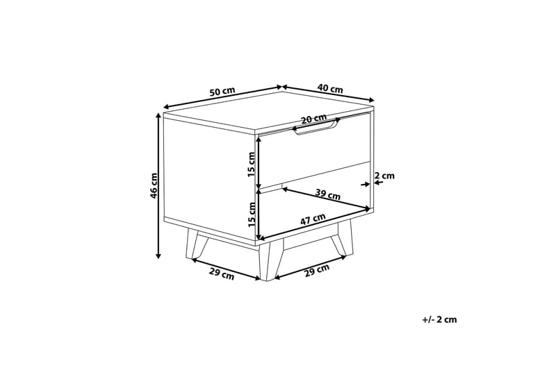 Hultz Nattbord 50 cm med Oppbevaring Skuff + Hylle - Hvit - Møbler - Bord - Avlastningsbord - Sengebord & nattbord