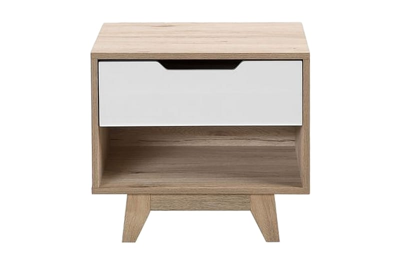 Hultz Nattbord 50 cm med Oppbevaring Skuff + Hylle - Hvit - Møbler - Bord - Avlastningsbord - Sengebord & nattbord