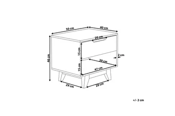 Hultz Nattbord 50 cm med Oppbevaring Skuff + Hylle - Hvit - Møbler - Bord - Avlastningsbord - Sengebord & nattbord