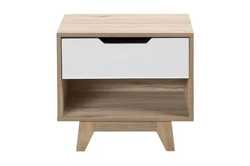 Hultz Nattbord 50 cm med Oppbevaring Skuff + Hylle - Hvit - Møbler - Bord - Avlastningsbord - Sengebord & nattbord