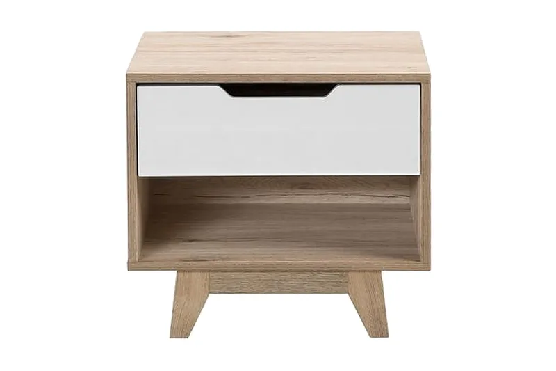Hultz Nattbord 50 cm med Oppbevaring Skuff + Hylle, Hvit
