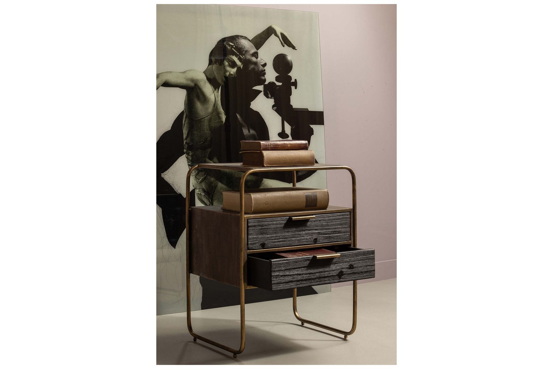 Innertavle Nattbord 45 cm - Antikk Messing - Møbler - Bord - Avlastningsbord - Sengebord & nattbord