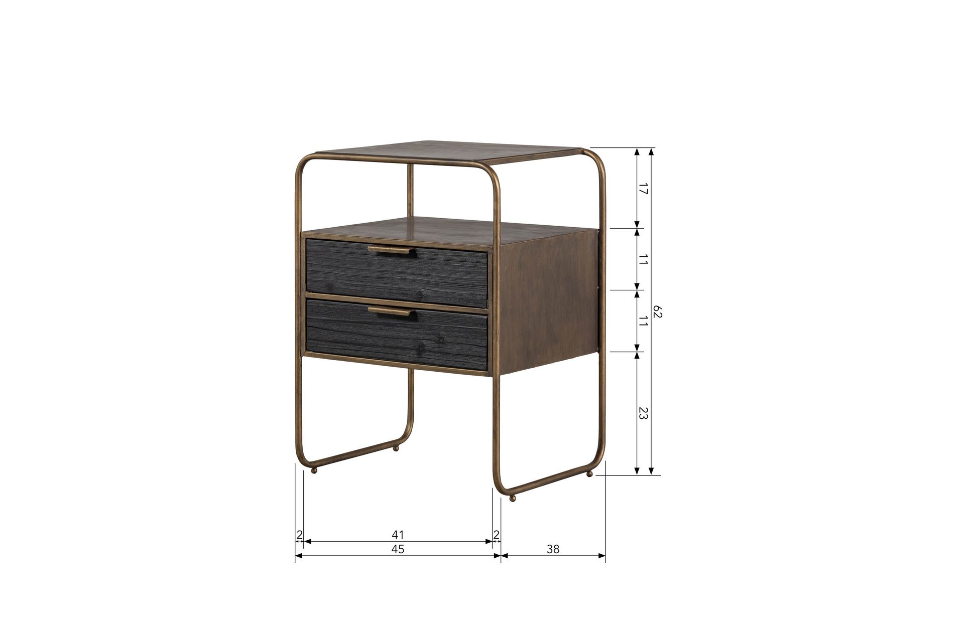 Innertavle Nattbord 45 cm - Antikk Messing - Møbler - Bord - Avlastningsbord - Sengebord & nattbord