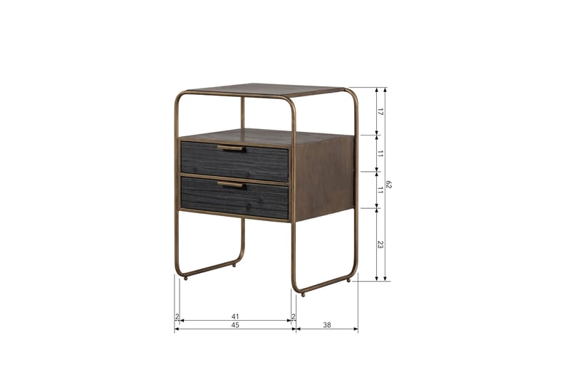 Innertavle Nattbord 45 cm - Antikk Messing - Møbler - Bord - Avlastningsbord - Sengebord & nattbord