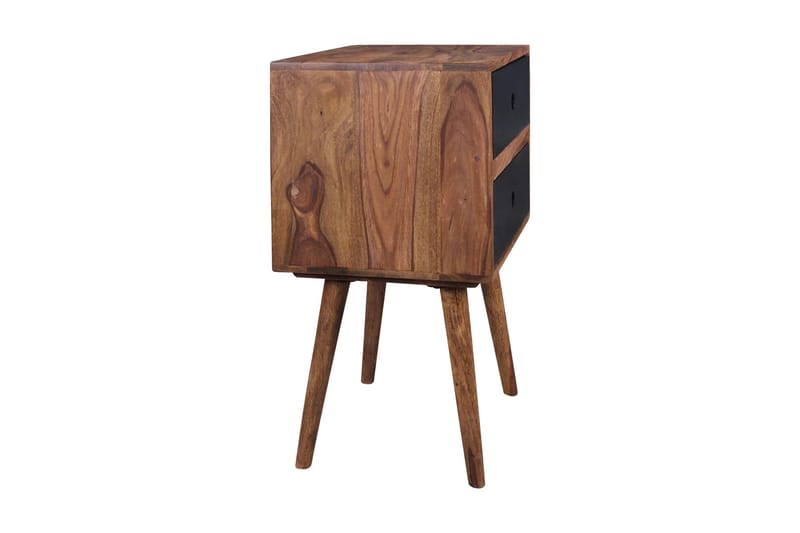 Iviana Nattbord 40 cm med Oppbevaring 2 Skuffer - Massivt Tre/Svart - Møbler - Bord - Avlastningsbord - Sengebord & nattbord