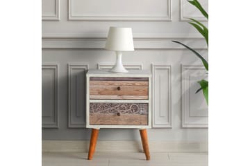 Jiovanna Nattbord 40 cm - Hvit / Valnøtt - Møbler - Bord - Avlastningsbord - Sengebord & nattbord