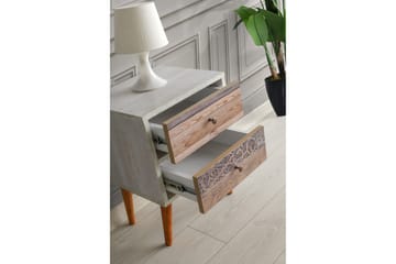 Jiovanna Nattbord 40 cm - Hvit / Valnøtt - Møbler - Bord - Avlastningsbord - Sengebord & nattbord