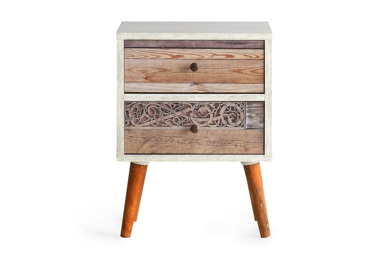 Jiovanna Nattbord 40 cm - Hvit / Valnøtt - Møbler - Bord - Avlastningsbord - Sengebord & nattbord