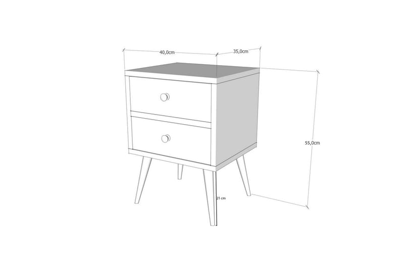 Jiovanna Nattbord 40 cm - Hvit / Valnøtt - Møbler - Bord - Avlastningsbord - Sengebord & nattbord