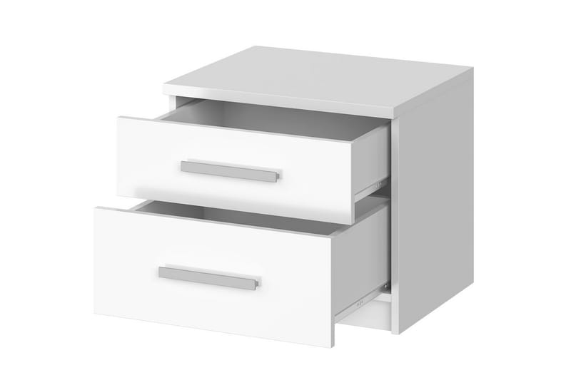 Julissa Nattbord 50 cm med Oppbevaring 2 Skuffer - Hvit - Møbler - Bord - Avlastningsbord - Sengebord & nattbord
