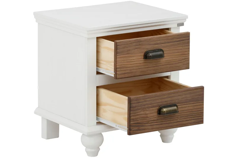 Kagami Nattbord 45x38 cm - Hvit/Brun - Møbler - Bord - Avlastningsbord - Sengebord & nattbord