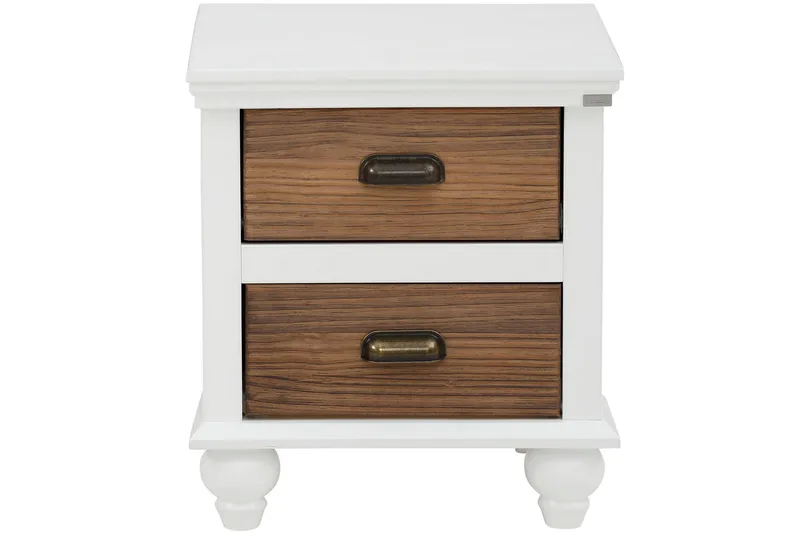 Kagami Nattbord 45x38 cm - Hvit/Brun - Møbler - Bord - Avlastningsbord - Sengebord & nattbord