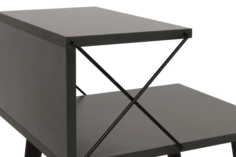 Kaysie Retro Nattbord 50 cm, Oppbevaring med Hyller - Antrasitt - Møbler - Bord - Avlastningsbord - Sengebord & nattbord