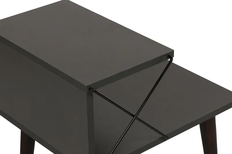 Kaysie Retro Nattbord 50 cm, Oppbevaring med Hyller - Antrasitt - Møbler - Bord - Avlastningsbord - Sengebord & nattbord