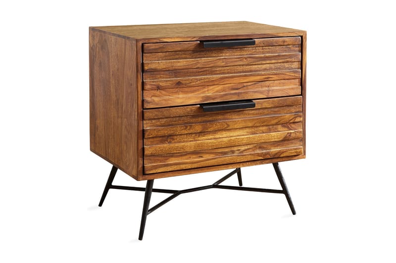 Kimbal Nattbord 60 cm med Oppbevaring 2 Skuffer - Massivt Tre/Svart - Møbler - Bord - Avlastningsbord - Sengebord & nattbord