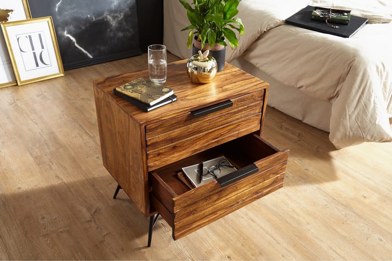 Kimbal Nattbord 60 cm med Oppbevaring 2 Skuffer - Møbler - Bord - Avlastningsbord - Sengebord & nattbord