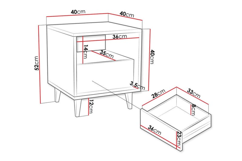 Kintore Sengbord 40 cm - Brun - Møbler - Bord - Avlastningsbord - Sengebord & nattbord