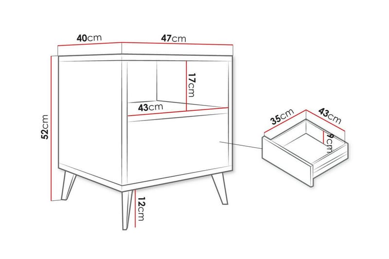 Kintore Sengbord 47 cm - Svart - Møbler - Bord - Avlastningsbord - Sengebord & nattbord