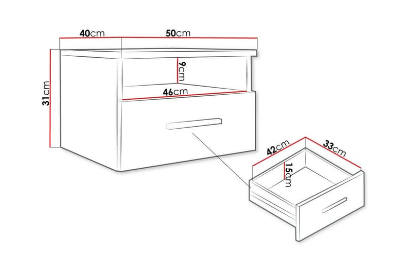Kintore Sengbord 50 cm - Hvid - Møbler - Bord - Avlastningsbord - Sengebord & nattbord