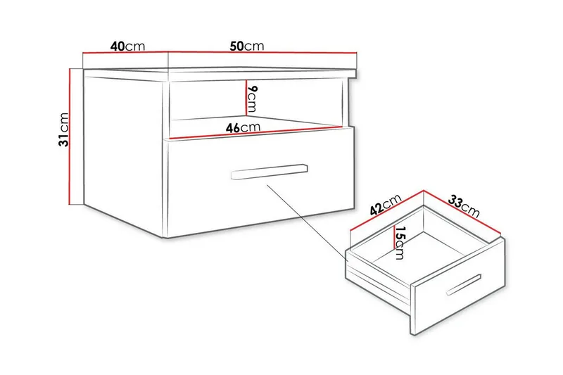 Kintore Sengbord 50 cm - Hvid - Møbler - Bord - Avlastningsbord - Sengebord & nattbord