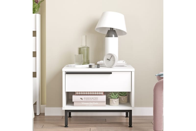 Liyakat Nattbord 53,6 cm - Hvit - Møbler - Bord - Avlastningsbord - Sengebord & nattbord