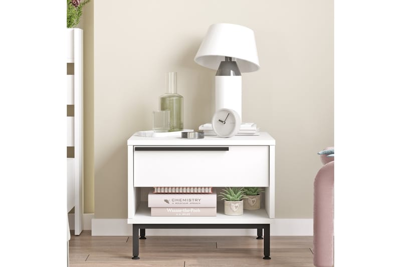 Liyakat Nattbord 53,6 cm - Hvit - Møbler - Bord - Avlastningsbord - Sengebord & nattbord