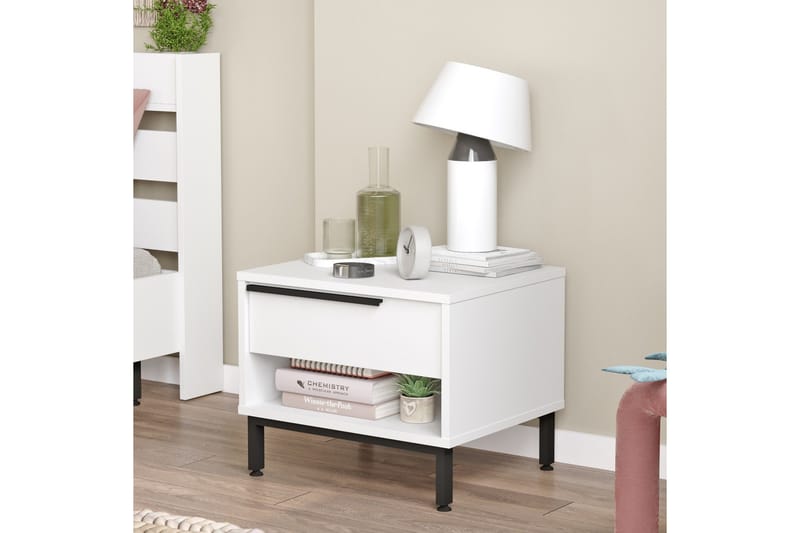 Liyakat Nattbord 53,6 cm - Hvit - Møbler - Bord - Avlastningsbord - Sengebord & nattbord