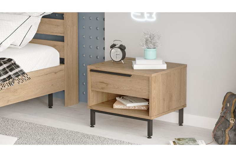 Liyakat Nattbord 53,6 cm - Valnøtt - Møbler - Bord - Avlastningsbord - Sengebord & nattbord
