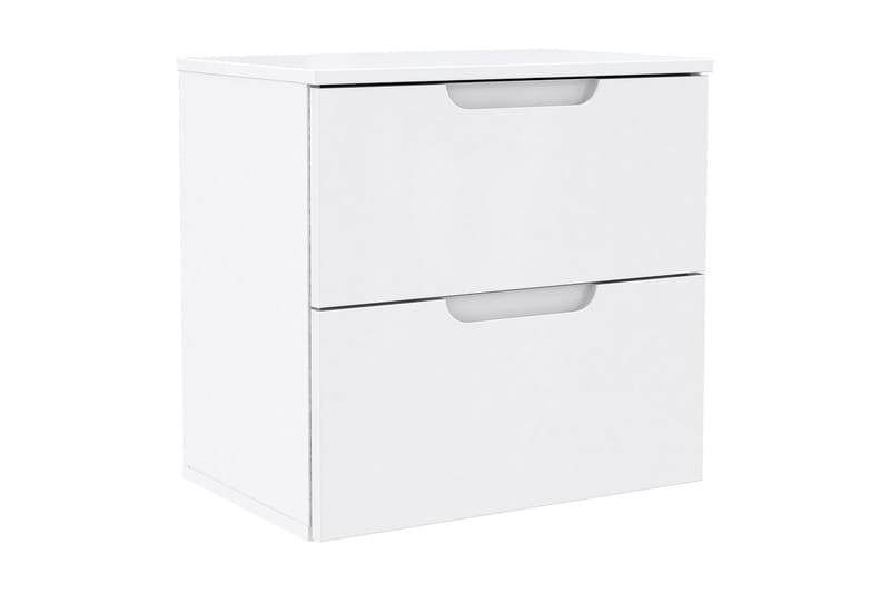 Llanharry Nattbord 50 cm med Oppbevaring 2 Skuffer, Hvit