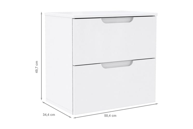 Llanharry Nattbord 50 cm med Oppbevaring 2 Skuffer - Hvit - Møbler - Bord - Avlastningsbord - Sengebord & nattbord