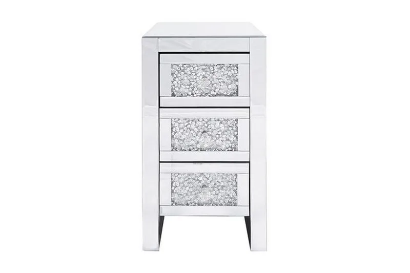 Loray Nattbord med Skuffer 30 cm i Glass, Sølv