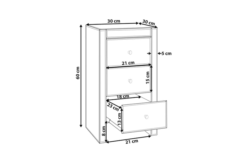 Lorris Nattbord 45 cm - Sølv - Sengebord & nattbord