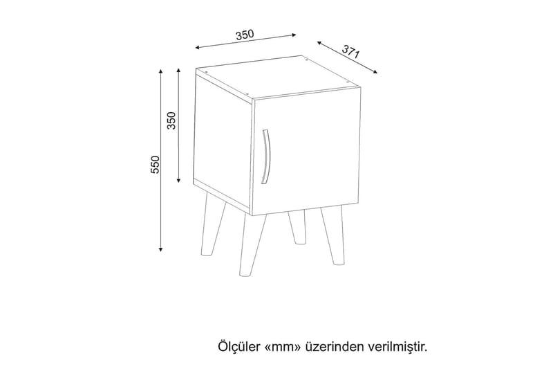Louvrall Nattbord 35 cm Liten med Oppbevaring Skap - Hvit/Valnøttsbrun - Sengebord & nattbord