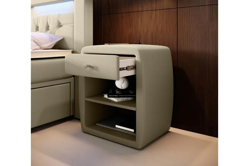 Lysander Nattbord 48 cm med Oppbevaring Skuff - Beige - Møbler - Bord - Avlastningsbord - Sengebord & nattbord