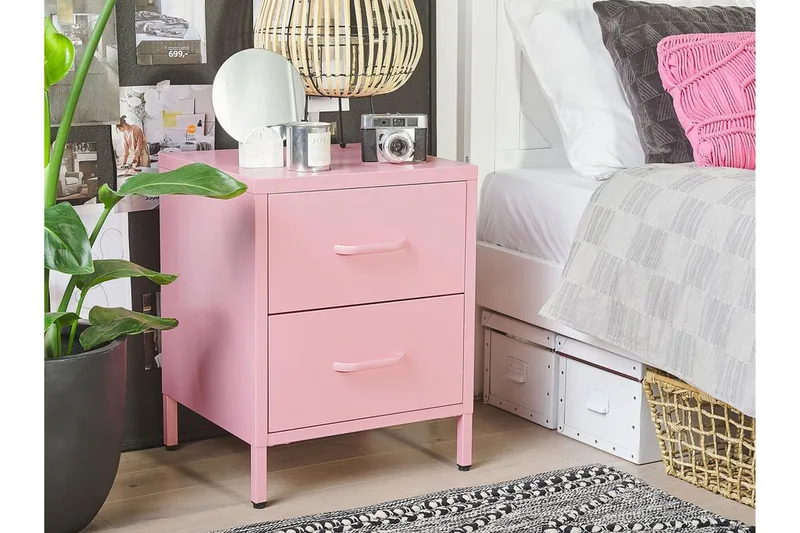 Malavin Nattbord 43 cm - Stål/Rosa - Møbler - Bord - Avlastningsbord - Sengebord & nattbord