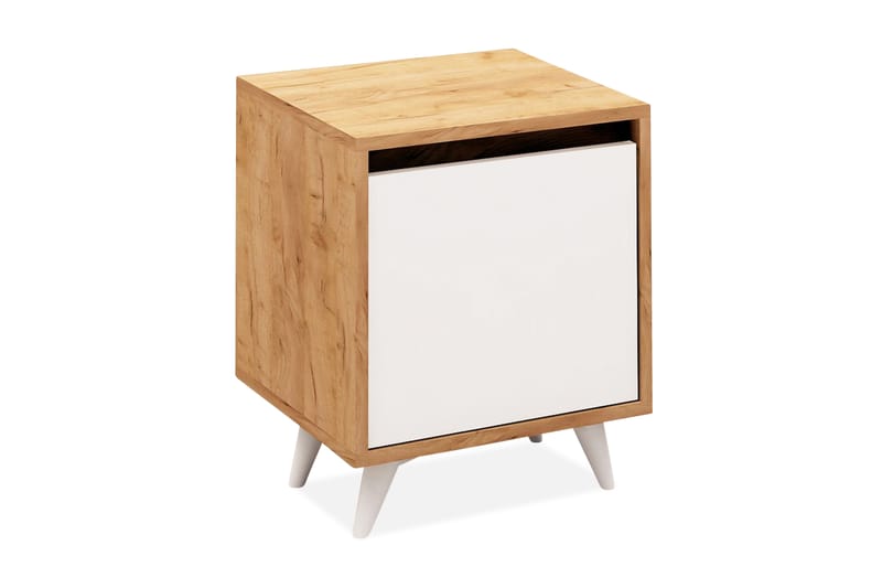 Mod Design Nattbord 45 cm med Oppbevaring Hvitt Skap - Tre/Hvit - Møbler - Bord - Avlastningsbord - Sengebord & nattbord