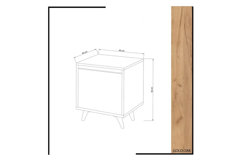 Mod Design Nattbord 45 cm med Oppbevaring Skap - Tre/Hvit - Møbler - Bord - Avlastningsbord - Sengebord & nattbord