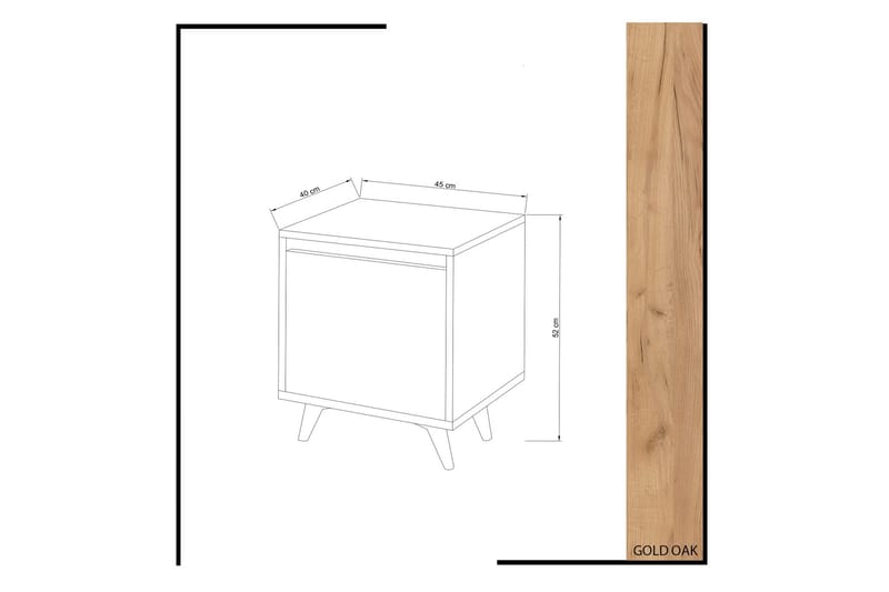 Mod Design Nattbord 45 cm med Oppbevaring Skap - Tre/Hvit - Møbler - Bord - Avlastningsbord - Sengebord & nattbord