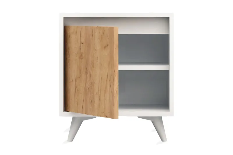 Mod Design Nattbord 45 cm med Oppbevaring Skap - Tre/Hvit - Møbler - Bord - Avlastningsbord - Sengebord & nattbord