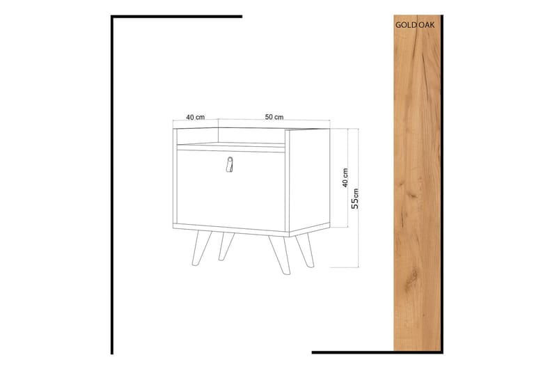 Mod Design Nattbord 50 cm med Oppbevaring Skap Lærbeslag - Tre/Hvit - Møbler - Bord - Avlastningsbord - Sengebord & nattbord