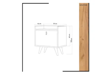Mod Design Nattbord 50 cm med Oppbevaring Skap Lærbeslag - Tre/Hvit - Møbler - Bord - Avlastningsbord - Sengebord & nattbord