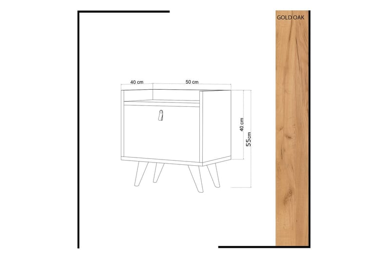 Mod Design Nattbord 50 cm med Oppbevaring Skap Lærbeslag - Tre/Hvit - Møbler - Bord - Avlastningsbord - Sengebord & nattbord